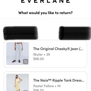 brand new Everlane jeans, washed out light blue.  High wasted, little stretch